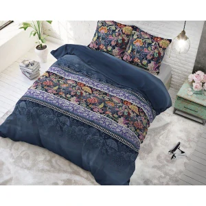 Bavlněné francouzské povlečení 240x220 cm – Paisley Blue (modrý kašmírový vzor)