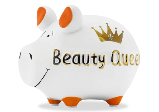 Keramická pokladnička Prasátko bílé s nápisem