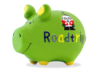 Keramická pokladnička Prasátko zelené s nápisem